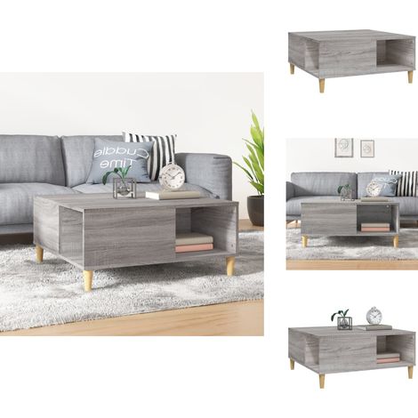 Table basse sonoma gris 80x80x36,5 cm bois d'ingénierie - Table Basse - Meuble Salon - Table D'appoint - Table Ronde - Design Moderne (1/5)