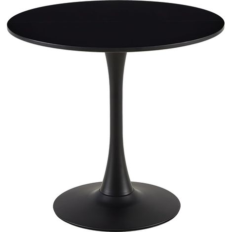 H.J WeDoo Table à Manger Ronde, Table à Manger de Cuisine, Table à Manger pour 2 à 4 Personnes, pour Salon, Salle à Manger, Bureau, 80 x 80 x 73 cm, Plateau de Table Design interrompu, Noir (1/5)
