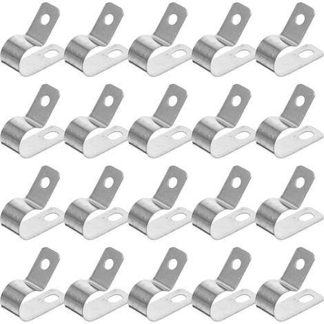 Clips de Gestion des Câbles Lot de 50 Pièces en Acier Inoxydable Argenté, Pinces à Cordon R Épaisses Grosse Capacité pour Organisation Ordonnée pour Installation Simple (1/5)
