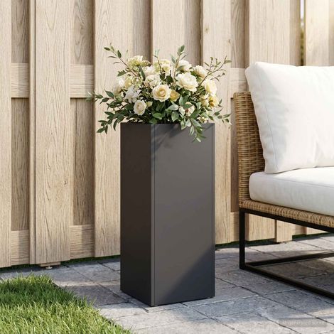 vidaXL Macetero de Jardín Negro 20 x 20 x 50 cm Acero laminado en frío (1/5)