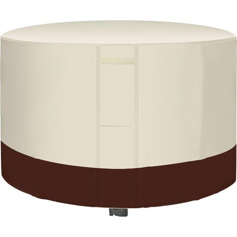 Housse de table ronde de patio,Housse robuste pour table et chaises de salle à manger rondes d'extérieur (Beige+Marron, 180 x 90 cm) (1/5)