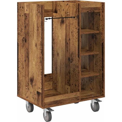 Armoire de golf avec roues grand espace de rangement moderne garage 65 x 45 x 98 cm en bois ancien (1/4)