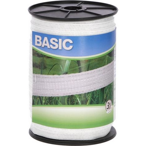 1ROTOLO FETTUCCIA ELETTRIFICATA PER RECINTO BASIC BIANCA mt. 200 h. cm.2 fili 4