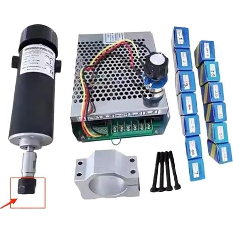 Kits de moteurs de broche CNC Moteur de broche refroidi par Air CNC 500W ER11/ER16, avec régulateur de vitesse, pinces, pinces et embouts(Set 6) (1/5)