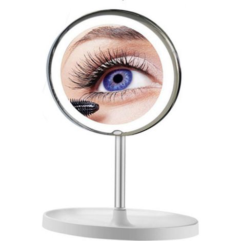 Miroir Grossissant - 20 Cm Diamètre - Grossissement 10x - Pivotant 360 Degrés - Avec Éclairage Intégré - Fixation Murale Pliable - 1 Pièce (1/5)