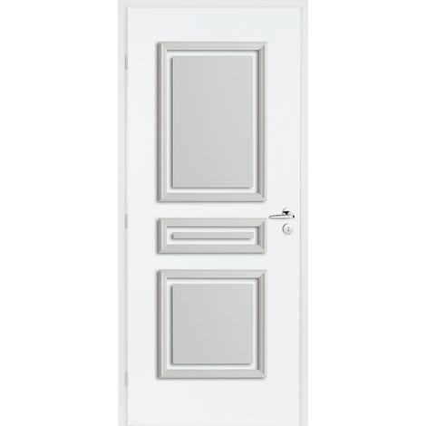 Décor de porte Lutecia 3 panneaux droits pré-peint  785 x 535 x 28,7 mm (1/4)