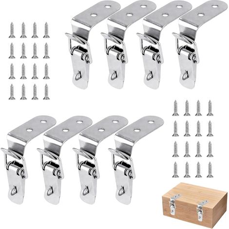 8 Pcs Fermeture a Levier, Fermeture à Ressort Loquet, Loquet à Ressort Bascule, Fermoir de Tension, Loquet Bascule en Acier Inoxydabl, Capuchon de Verrouillage Pour Boîte, Armoire, Coffre à Outils (1/5)