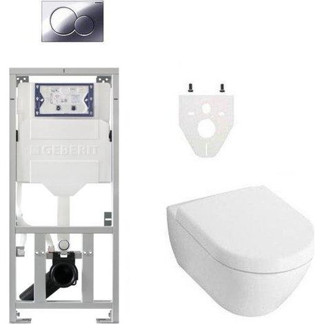 Villeroy et Boch Subway 2.0 DirectFlush Pack WC avec réservoir Geberit, siège softclose et plaque de commande Blanc (1/5)