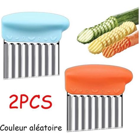 Coupe-Frites,Trancheuse à Frites,Couteau à Vagues,Coupe légumes ondulé,Couteau de Tranches Pomme de Terre,pour Carottes,Concombres (1/4)