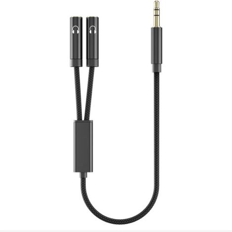 Splitter Audio Jack 3.5mm, 3,5 mm mâle vers Femelle Casque stéréo aux répartiteur câble Double Prise pour Ordinateur Portable,Tablette,Smartphone,Samsung,Hautparleurs,PC,Live etc Noir (1/4)