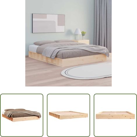vidaXL Sommier bois - Cadre de lit sans matelas 150x200 cm bois massif (1/5)