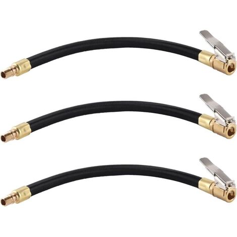 Lot de 3 Tube d'Extension de Valve de Pneu, 30cmTuyau d'air de Pneu de Voiture d'Extension Tuyau de Gonflage avec Mandrin Pneumatique Tout en MéTal pour Voiture Moto VéLo avec Valve AméRicaine (1/5)
