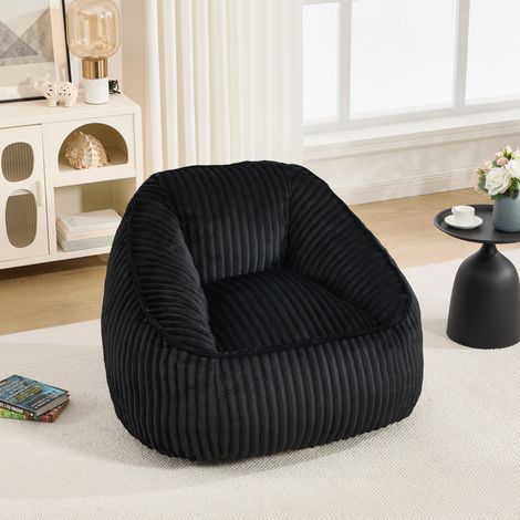 Fauteuil poire en velours côtelé à mousse mémoire, 98x92x73 cm, noir OKMYHOME (1/5)