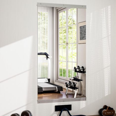 Miroir pleine longueur, 152 x 83 cm, grand miroir mural, miroir de danse, verre trempé sans cadre, pour garage, salle de gym, maison, yoga (1/5)