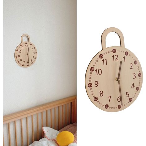 Reloj de pared vintage de estilo rústico, fabricado en madera contrachapada de tilo, modelo A-2, 25 cm, madera natural, diseño de interiores minimalista. (1/5)
