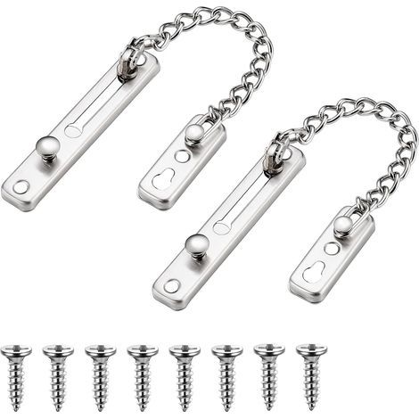 2 piezas de cadena de seguridad para puerta, cadena de puerta de acero inoxidable, limitador de puerta estrecho con cerradura antirrobo de resorte para el hogar (1/4)