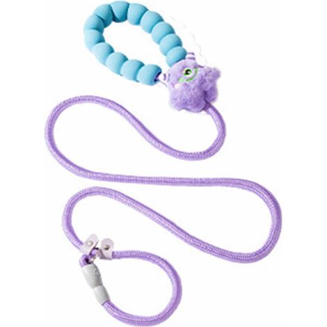 Laisse violette de 1,8 m pour animaux de compagnie avec peluche mignonne et poignée en mousse (1/4)
