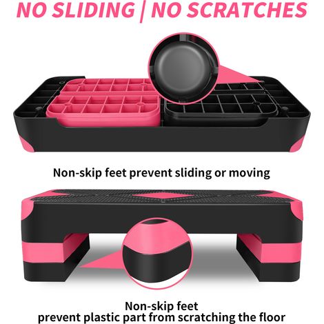 Stepper aérobie 68,5cm/27 » avec élévateurs 10cm,15cm,20cm réglables. Parfait pour l’entraînement physique à domicile. (1/5)