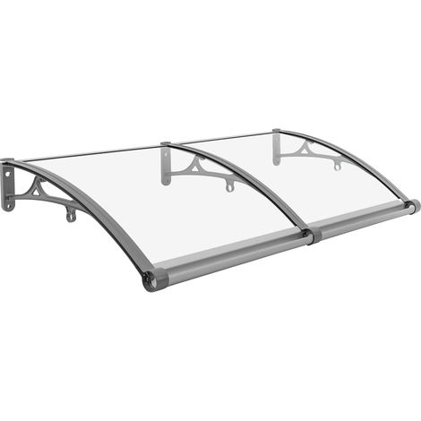 Pensilina per porta d'ingresso 120 x 60 cm, lega di alluminio, pensilina con lavello per protezione solare esterna, protezione dalla pioggia, carico massimo: 200 kg (1/5)