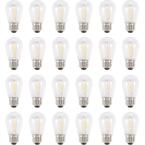 Paquet de 24 Ampoules LED S14 3V Extérieures Solaires Incassables Blanc Chaud