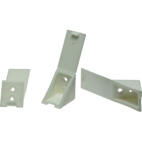 Taquet équerre plastique simple couleur Blanc 4040 mm. Lot de 10 équerres 