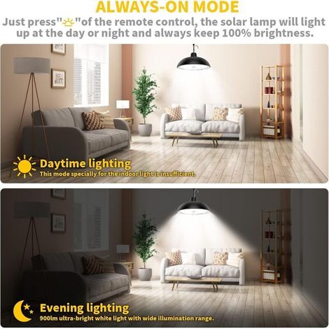 Bardusch Luci solari da esterno, 78 LED, 4 modalità, luci solari da appendere per esterni con sensore di movimento, telecomando, pannello solare regolabile a 360°, luce solare impermeabile IP65 per gi (1/4)