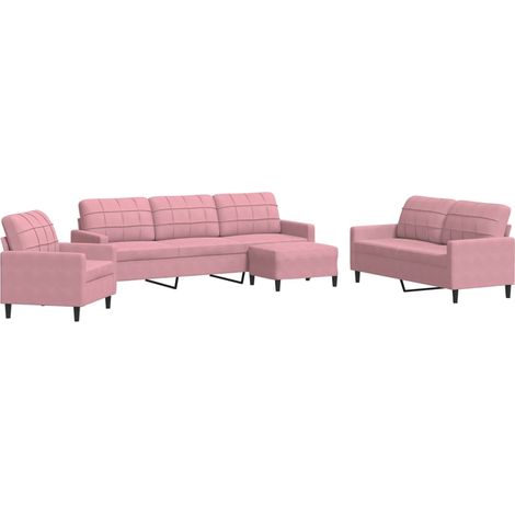 Maison Exclusive - Set di Divani 4 pz con Cuscini rosa in Velluto