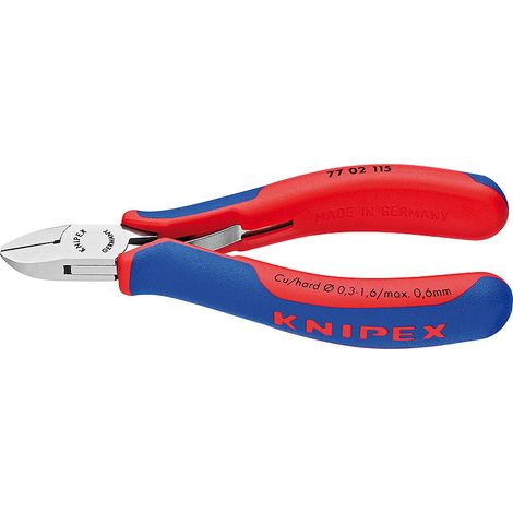 KNIPEX 77 02 115 SB Tronchese laterale per elettronica con cerniera passante con manici multicomponente 115 mm