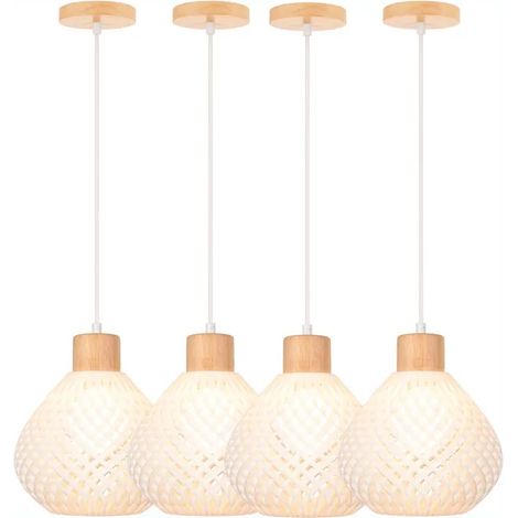 4pcs Lustre Suspension Moderne,Lampe de Plafond Vintage Aba-jour en Plastique Design Gourde Style Industriel pour Salon Café (1/5)