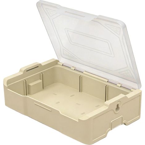 Boîte de rangement empilable pour outils et quincaillerie robustes, épaisseur 5 mm, capacité 20 kg, fenêtre transparente, jaune (1/4)