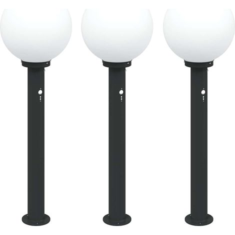 Balizas luminosas con sensor, 3 unidades, 80 cm, color negro, IP44 vidaXL