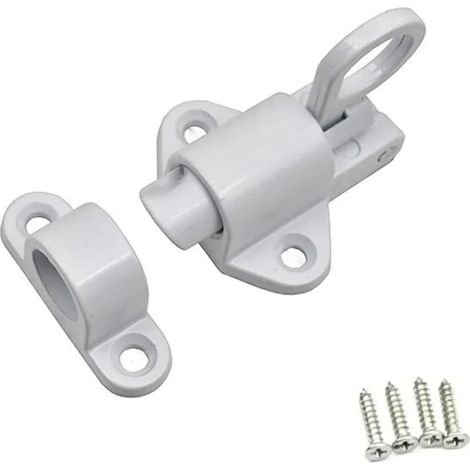 Loquet de porte à rebond, verrou à ressort de sécurité, adapté aux portes en bois, fenêtres et portes de placard (blanc) (1/5)