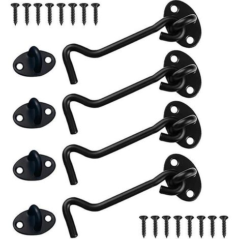 (noir)verrou Porte Coulissante 4 Pices, Crochet Cabin 4 Inch, Acier Inoxydable Porte Loquet, Crochet Fermeture Porte Pour Serrures Porte De Grange (1/5)