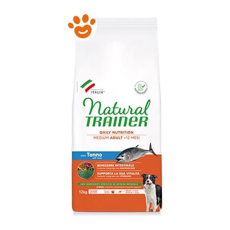 Natural Trainer Dog Adult Medium Tonno - Sacco 12 Kg - Cibo Secco Cani
