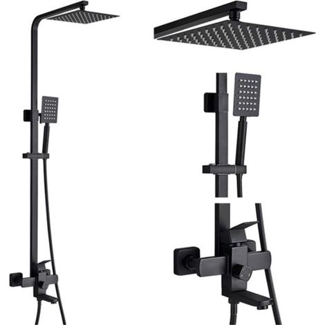 Robinet de Douche de Douche de Douche à Nickel brossé de Luxe Ultra-Mince 8 "en Acier Inoxydable pommeau de Douche Housse de Douche d'eau Froide Chaude(G) (1/5)
