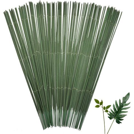 Lot de 100 Tiges De Fil Fer Pour Fleurs Diametre 2mm - Vert Foncé-Fil Floral -Fil de Fleuriste, Fil de Fer pour Art,Floral Pour Travaux Manuels,Arrangements Floraux (30CM) (1/5)