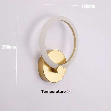 Applique a LED per interni, moderna lampada da comodino rotonda da 19 cm, ferro, oro, bianco caldo - 10 pezzi (1/4)