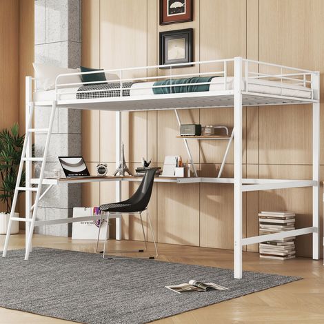 Bett Hochbett 90x200 mit Schreibtisch Regal HAVRYA (1/5)