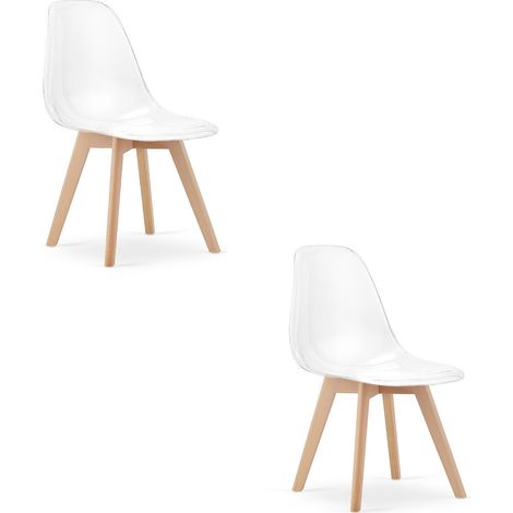 Set di 2 sedie Kito trasparenti con gambe in legno di faggio (1/5)