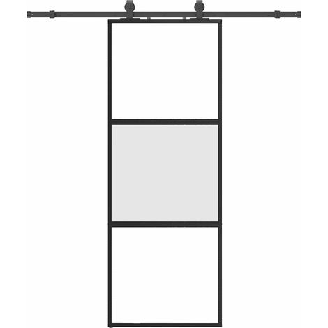 Maison Exclusive - Schiebetür mit Beschlag Schwarz 76x205 cm Hart
