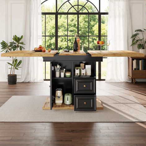 Table à manger extensible 110(140) x 80 x 75 cm — Table en bois pour cuisine et salle à manger — Capacité de 6 personnes — Convient également pour une utilisation en terrasse ou au jardin. (1/5)