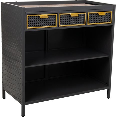 Aparador de metal y madera gris 80x40x79