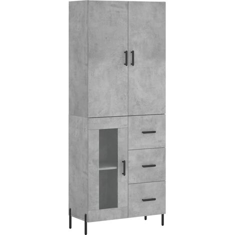 Credenza cassettiera mobile contenitore organizer cucina soggiorno salotto alto 695 x 34 x 180 cm legno ingegnerizzato grigio 020034607