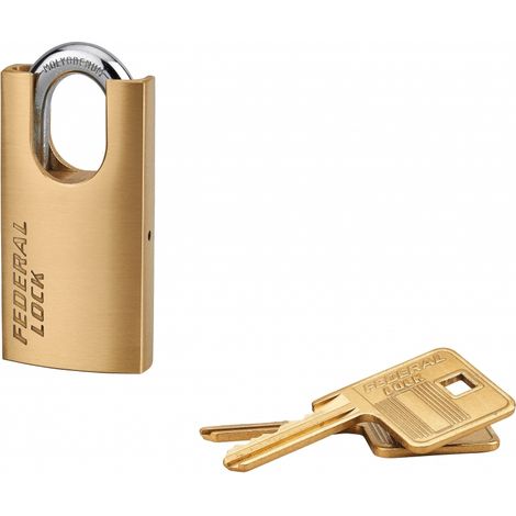 Lucchetto a chiave Fédéral Lock 510-P 40 mm, ottone, per cantiere, arco protetto in acciaio, 2 chiavi – THIRARD (1/2)