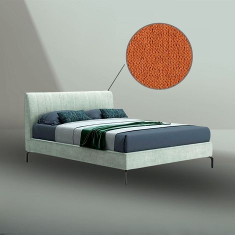Letto matrimoniale contenitore testiera cuciture verticali Aki colore arancio (1/4)
