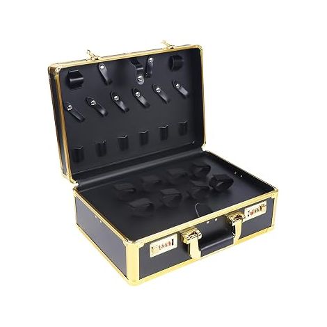 Barbier Stylist Mallette de transport moderne portable pour salon de coiffure avec mallette Idéal pour ranger les tondeuses, peignes, brosses et autres outils de coiffage, or, Moderne (1/5)