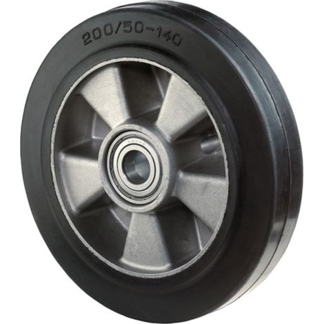 BS Rollen ruota di ricambio gomma piena elastica nera cuscinetto a sfere Ø 250 mm 550 kg - B80.251 (1/2)