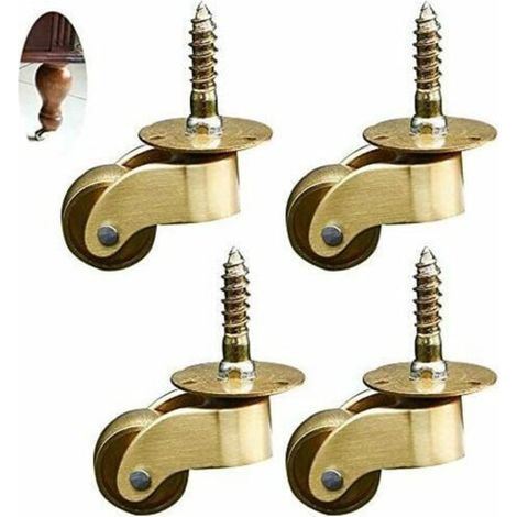 Jeu de 4 roulettes pivotantes en laiton pour meubles, roues de transport silencieuses, multidirectionnelles, diamètre 50mm, fixation par plaque, idéal pour armoires et canapés (1/4)