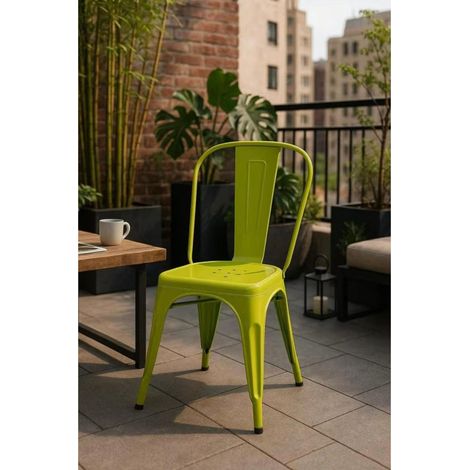 ORION91oficial® - Silla Acero BETA Verde Pistacho Apilable (85x43x45 cm) Estilo Industrial, Convertible a Taburete, Comedor, Hostelería, Oficina, Salón, Teletrabajo, Cocina - spaziOrion91 (1/5)