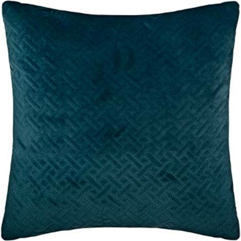Atmosphera – Coussin déco en velours 40x40cm bleu canard – Matière polyester – Déhoussable pour entretien facile – Design embossé élégant (1/4)